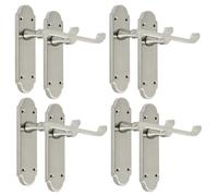 Epsom Door Handle Victorian Scroll Satin Nickel Internal Door Handle Sets - Lever on Backplate 170mm x 42mm - Includes Tubular Latch - 4 Pairs