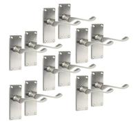Epsom Door Handle Victorian Scroll Satin Nickel Lever Set - Backplate Design 118mm x 42mm - Includes Tubular Latch - 6 Pairs