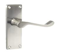 Epsom Door Handle Victorian Scroll Satin Nickel Lever Set - Backplate Design 118mm x 42mm - Includes Tubular Latch - 6 Pairs