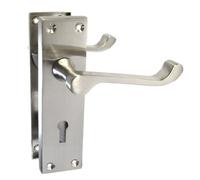 Epsom Door Handle Victorian Scroll Satin Nickel Lever Set - Backplate Design 150mm x 42mm - Supplied with 3-Lever Mortice Sash Mechanism - 1 Pair
