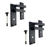 Epsom Door Handle Victorian Straight Bathroom Handles and 3 Lever Mortise Sash Lock Matt Black Door Handles Back Plate 150 x 42mm (2 Pair of Bathroom Handles)