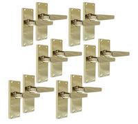 Epsom Door Handle Victorian Straight Electro Brass Lever Set - Lever on Backplate 118mm x 42mm - Includes Tubular Latch - 6 Pairs