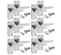 Epsom Door Handle Victorian Straight Polished Chrome Internal Door Handle Sets - Lever on Backplate 118mm x 42mm - Includes Tubular Latch - 6 Pairs