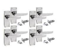 Epsom Door Handle Victorian Straight Polished Chrome Internal Door Handle Sets - Lever on Backplate 118mm x 42mm - Includes Tubular Latch - 4 Pairs