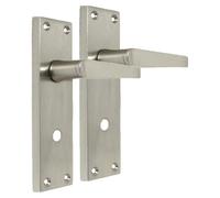 Epsom Door Handle Victorian Straight Satin Nickel Lever Set - Backplate Design 150mm x 42mm - Includes Tubular Latch - 6 Pairs