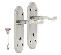 Epsom Door Handles Satin Nickel Bathroom Handle Epsom Style Victorian Scroll