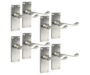 Epsom Door Handles Silver Victorian Scroll Door Handles, Satin Nickel, 4 Pair of Handles, 11.8 x 4.5 cm, Ambidextrous, Indoor Use