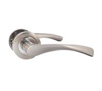 Epsom Duo Twist Door Handle - Satin Chrome Lever on Rose | Latch, Escutcheon, or Bathroom Privacy with Thumb Turn | 1, 4 or 6 Pairs (1 x Pair of Door Handles)