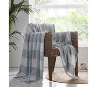 EPSOM GREY THROW WHITE GEOMETRIC GEO CHECK TASSEL BLANKET CHAIR BED SOFA COVER