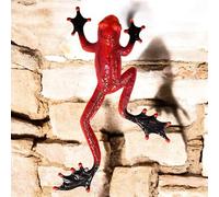 Epsom Metal Frog Wall Art - Red & Green 3D Designs | Hand-Painted Weatherproof Décor for Garden, Fence, Patio, Balcony & Indoor Walls | Outdoor Animal Decoration (RED)