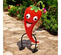 Epsom Metal Veggie Patch Pals - Tomato, Pepper, Carrot, Cabbage, Corn & Onion Designs | Fun Metal Garden Ornaments | Weatherproof Decorative Outdoor Figures for Planters & Vegetable Beds (Pepper)