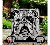 Epsom Peeking Pet Silhouettes - Boxer, Bulldog, Rottweiler | Weatherproof Metal Fence & Wall Art | Indoor & Outdoor Animal Designs for Garden, Porch, or Home (Bulldog Peeking Dog Silhouette)