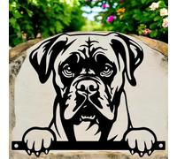 Epsom Peeking Pet Silhouettes - Boxer, Bulldog, Rottweiler | Weatherproof Metal Fence & Wall Art | Indoor & Outdoor Animal Designs for Garden, Porch, or Home (Boxer Peeking Dog Silhouette)