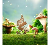 Epsom Door Handle Rustic Fairy Silhouette with Solar Toadstool - 44 x 20 x 17.5 CM | Metal Garden Sculpture with Solar Light | Enchanted Outdoor Fairy Décor for Patio, Lawn & Yard