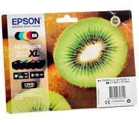 Epson 202XL Kiwi Genuine High Yield Multipack, 5-colours Ink Cartridges, Claria