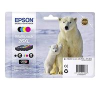 Epson 26XL Polar Bear High Yield Genuine Multipack, 4-colours Claria Premium Ink Cartridges