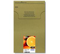 EPSON 33 X-Large Claria Oranges Premium Photo Ink Cartridge, Black/Cyan/Magenta/Yellow (Multi-Pack), Easymail, Genuine