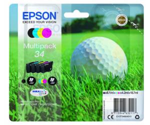 Epson 34 Golf Ball Ink Cartridge Multipack 6ml + 3x 4ml (Pack 4) - C13T34664010