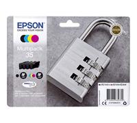Epson 35 Padlock Genuine Multipack, 4-Colours Ink Cartridges, Durabrite Ultra Ink, Black/yellow/magenta/cyan, Standard