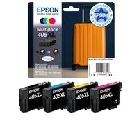 Epson 405XL Suitcase High Yield Genuine Multipack, 4-colours Ink Cartridges, DURABrite Ultra Ink