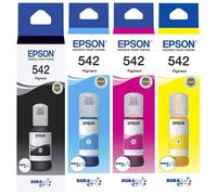 Epson 542 Black Cyan Magenta Yellow Refill 4 Ink Bottle Toner Value Pack