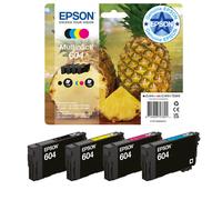 Epson 604 Pine. Multipack 4 Colour Genuine Ink Cartridges | EasyMail - Reduced Plastic Packaging | Black, Cyan, Magenta, Yellow | 1x 3.4ml, 3x 2.