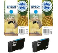 Epson 604 Pineapple, Genuine Cyan Ink Cartridge (Pack of 2)