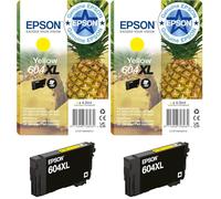 Epson 604XL Pineapple, Genuine Yellow Ink Cartridge (Pack of 2)