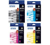Epson 812XXL 812XL High Capacity 4 Ink Cartridge Toner Value Pack Genuine Original Black Cyan Magenta Yellow