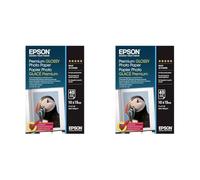 Epson C13S042153 Premium Glossy Photo Paper 100x150mm (40 Sheets),White (Pack of 2)