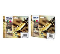 Epson C13T16264012 16 Series Ink Cartridges, Black, Cyan, Magenta, Yellow, Multipack &16 Durabrite Ultra Ink, Four colours, Multipack