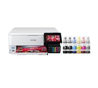 Epson EcoTank Photo ET-8500 Wireless Color All-in-One Supertank Printer with Scanner, Copier, Ethernet and 4.3-inch Color Touchscreen, White, Large