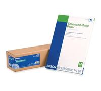Epson Enhanced Matte Paper 24" x 305 m 189g/m2. Roll length: 30.5 m Roll width: 60.9 cm Size (imperial): 61 cm (24") Finish type: Matt Printing media thickness: 265 m Print media weight: 189 g/m