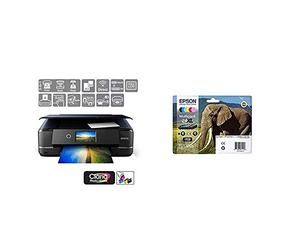 Epson Expression Photo XP-970 Print/Scan/Copy Wi-Fi Printer, Black & 24XL Elephant High Yield Genuine Multipack, 6-colours Claria Photo HD Ink Cartridges, Black/Yellow/Magenta/Cyan, XL High Capacity