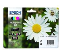 Epson Genuine Daisy Claria Multipack 18 Ink Cartridge - 4 Colours: Black, Cyan, Magenta, Yellow Cartridges - 1x 5.2ml, 3x 3.3ml - Brand manufactured for optimal result