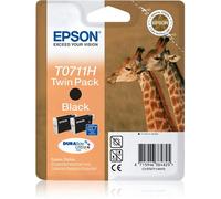 Epson Giraffe Twinpack Black T0711H DURABrite Ultra Ink. Black ink type: Pigment-based ink Supply type: Multi pack Printing colours: Black Quantity per pack: 1 pc(s)