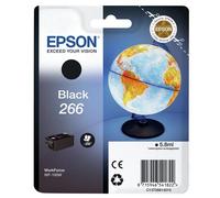 Epson Globe 266 Single Black Ink. Black ink type: Pigment-based ink Black ink volume: 5.8 ml Printing colours: Black Quantity per pack: 1 pc(s) Black ink page yield: 250 pages