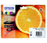 Epson Ink Cartridges, Claria" Premium Ink, 33, Oranges, Multipack, 1 x 6.4 ml Black, 1 x 4.5 ml Yellow, 1 x 4.5 ml Photo Black, 1 x 4.5 ml Cyan, 1 x 4.5 ml Magenta, Standard, RF+AM