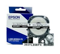Epson LABELWORKS 203YLBWPX Genuine Tape Cartridge - Black on White Shrink Tube Industrial Label Maker Tape - AWG 16-22, 1/8" (3MM) Wide, 8 ft (98")
