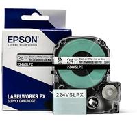Epson LABELWORKS 224VSLPX Genuine Tape Cartridge - Black on White Flexible and Durable Vinyl Self Laminating Overwrap Industrial Label Maker Tape - 1" (24MM) Wide, 26.2 ft