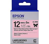 Epson LabelWorks[LK-4PBK-Satin-black on pink-Roll(1.2cm x 5m) 1 roll(s) ribbon tape-for LabelWorks Cable and Wiring Kit LW-1000 400 600 700 900 K400 Z700 Z900]tape compatible with LW-C410 and LW-C610