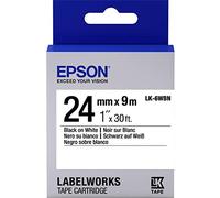 Epson LabelWorks Standard LK (Replaces LC) Tape Cartridge ~1" Black on White (LK-6WBN) - for use with LabelWork LW-600P and LW-700 Label Printers