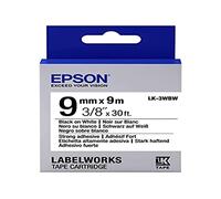 Epson LK-3WBW (9m) 9mm Label Cartridge Strong Adhesive (Black/White)
