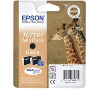 Epson Original T0711H High Capacity Black Ink Cartridge Twin Pack, Genuine