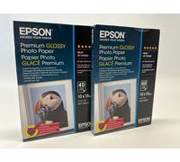 Epson Premium Glossy Photo Paper - 10x15cm - 4"x6" x 2 Packs (80 Sheets Total)