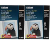 EPSON Premium Glossy Photo Paper Inkjet 225g/m2 A4 50 Sheets 2-Pack