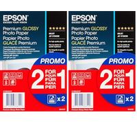 EPSON Premium Glossy Photo Paper Inkjet 255g/m2 (A6 Paper 100x150mm) 2x40 Sheets 2-Pack