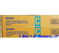 EPSON S050018 2 x Cyan TONERS C13S050018 EPL-C8000 C8200 GENUINE NEW SEALED
