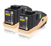 Epson C13S050606 Original Epson C13S050606 Twin Pack Yellow Toner Cartridges, 2 x 7.5K Page Yield