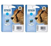 Epson T0712 x2 Original Durabrite Ink Cartridges, Cyan (Twin Pack), Genuine